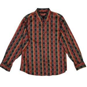 Platini Multicolor Geometric Print Button Up Shirt Long Sleeve XL Western Men's